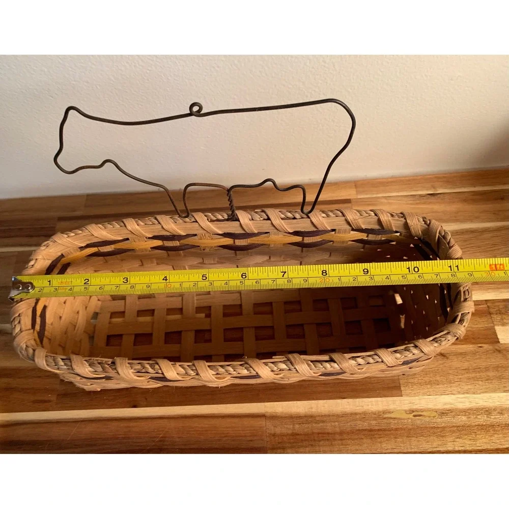 Vintage Hand Woven Cow Basket Farmhouse Cottagecore Western 90s